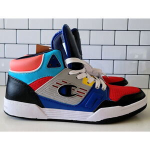 Champion 3 on 3 Hi Top Retro Basketball Shoes Mens 9 Black Red NEW